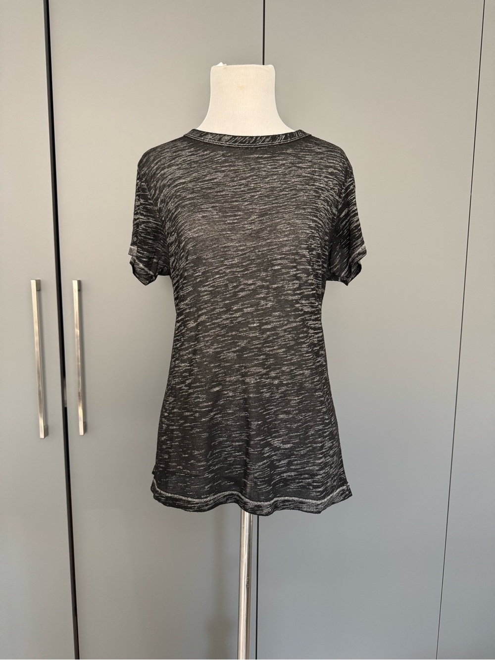 rag & bone Black Space Dye Slub Crew Neck Short Sleeve T Shirt Size Large